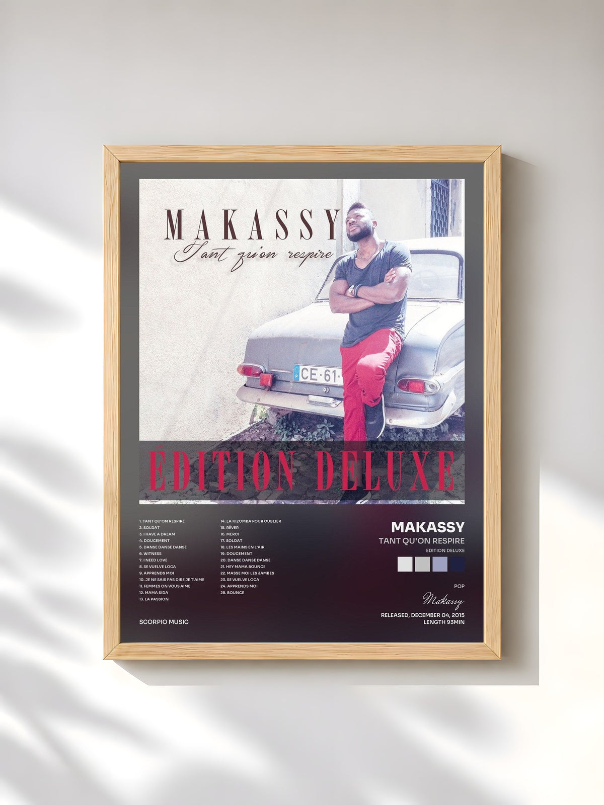 #bois Tableau de l'album Tant qu'on respire (Edition deluxe) de Makassy, cadre en bois brut, imprimé et encadré en France