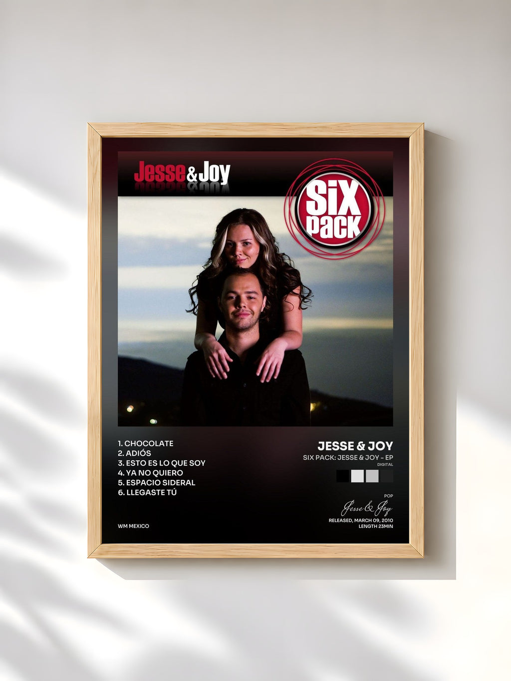 #bois Tableau de l'album Six Pack: Jesse & Joy - EP (Digital) de Jesse & Joy, cadre en bois brut, imprimé et encadré en France