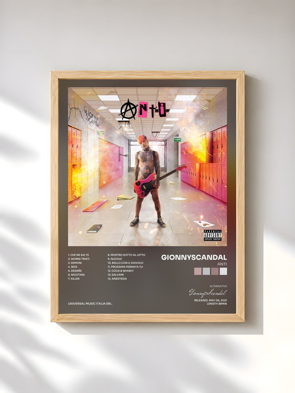#bois Tableau de l'album ANTI de GionnyScandal, cadre en bois brut, imprimé et encadré en France