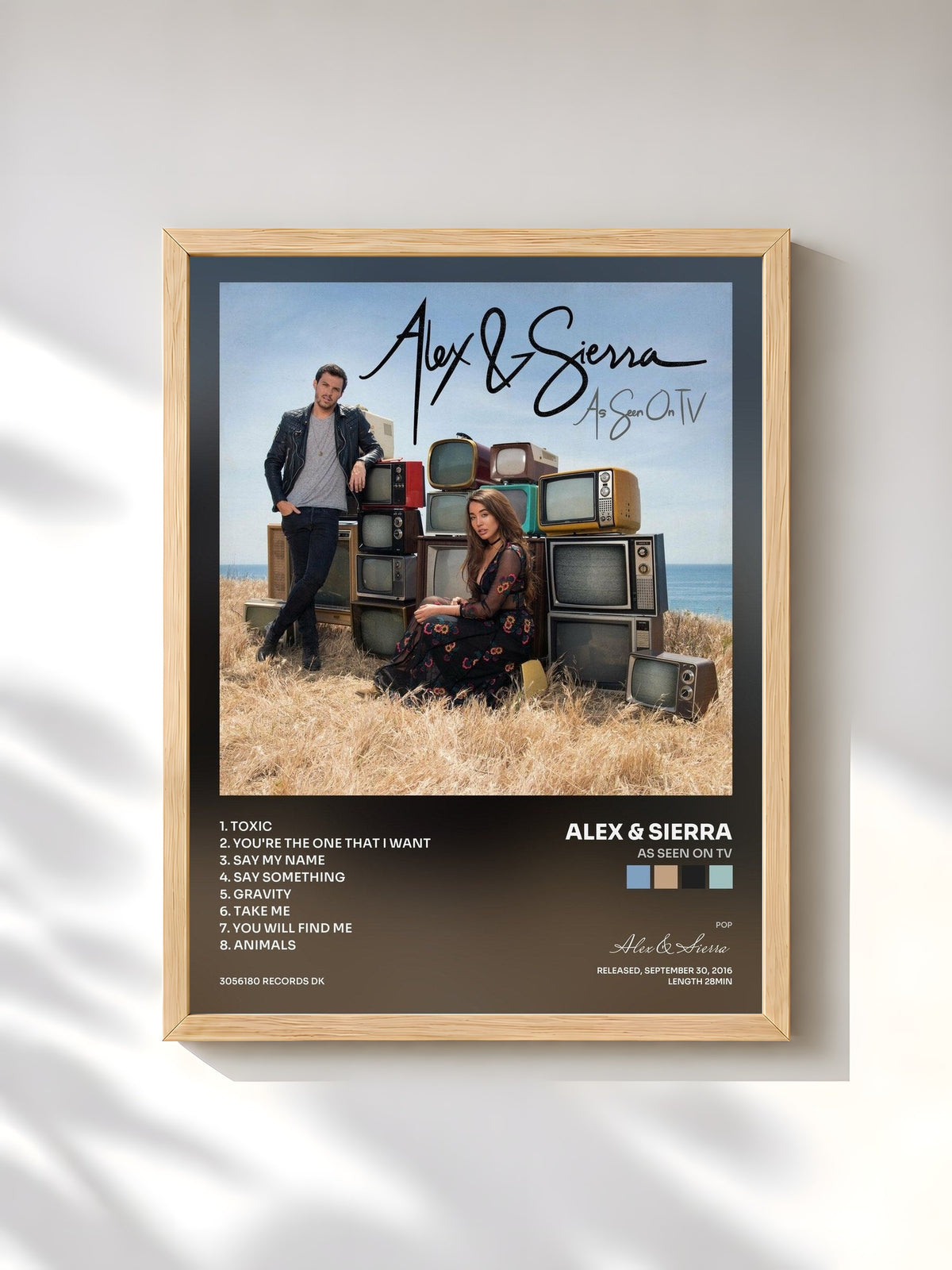 #bois Tableau de l'album As Seen On TV de Alex & Sierra, cadre en bois brut, imprimé et encadré en France