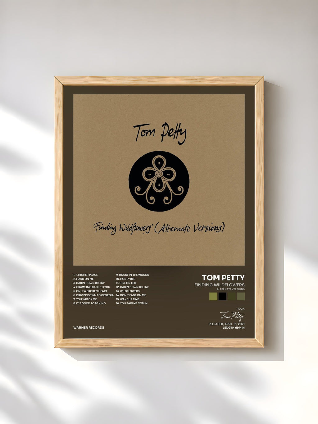 #bois Tableau de l'album Finding Wildflowers (Alternate Versions) de Tom Petty, cadre en bois brut, imprimé et encadré en France