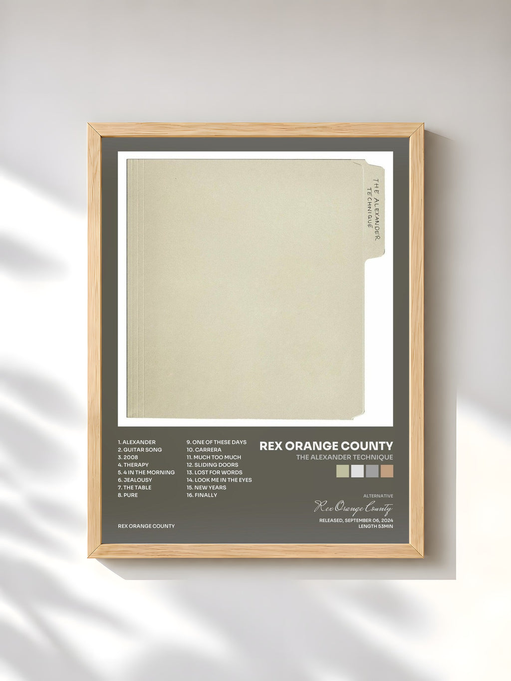 #bois Tableau de l'album The Alexander Technique de Rex Orange County, cadre en bois brut, imprimé et encadré en France