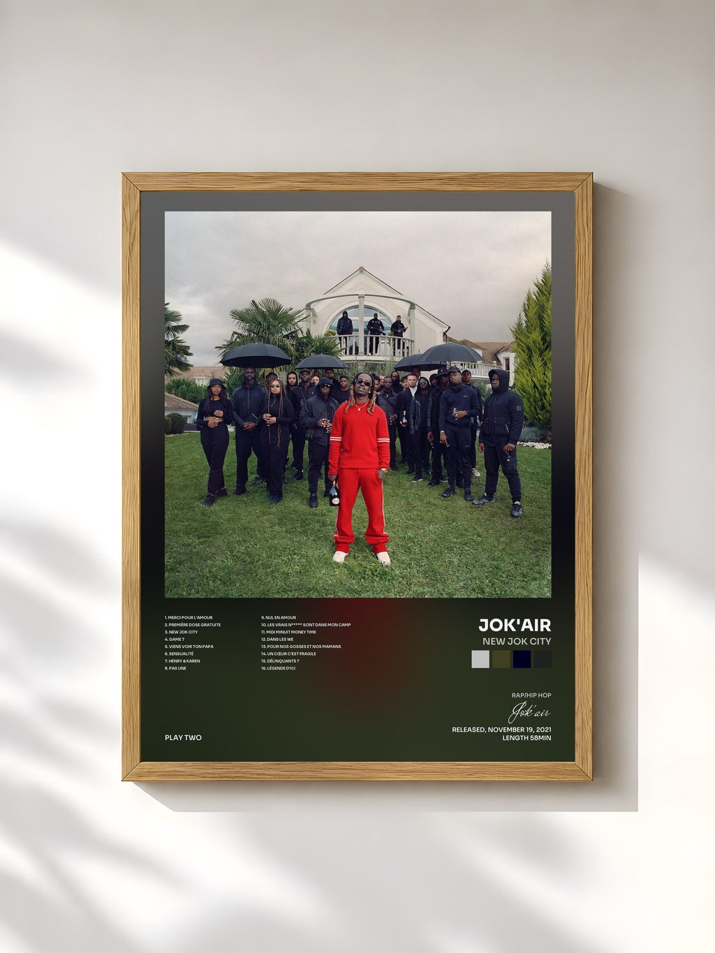 #bois Tableau de l'album New Jok City de Jok'air, cadre en bois brut, imprimé et encadré en France