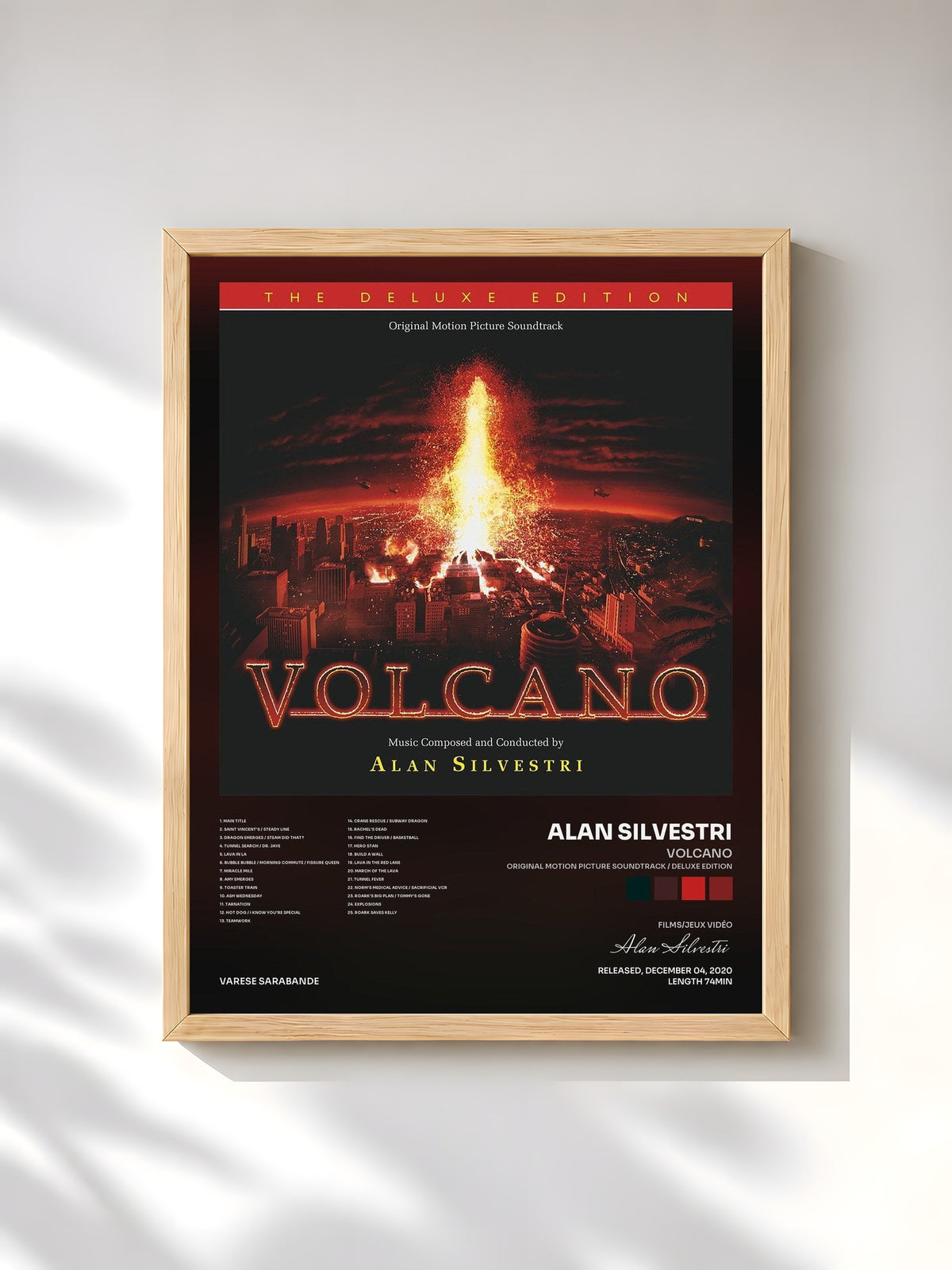#bois Tableau de l'album Volcano (Original Motion Picture Soundtrack / Deluxe Edition) de Alan Silvestri, cadre en bois brut, imprimé et encadré en France