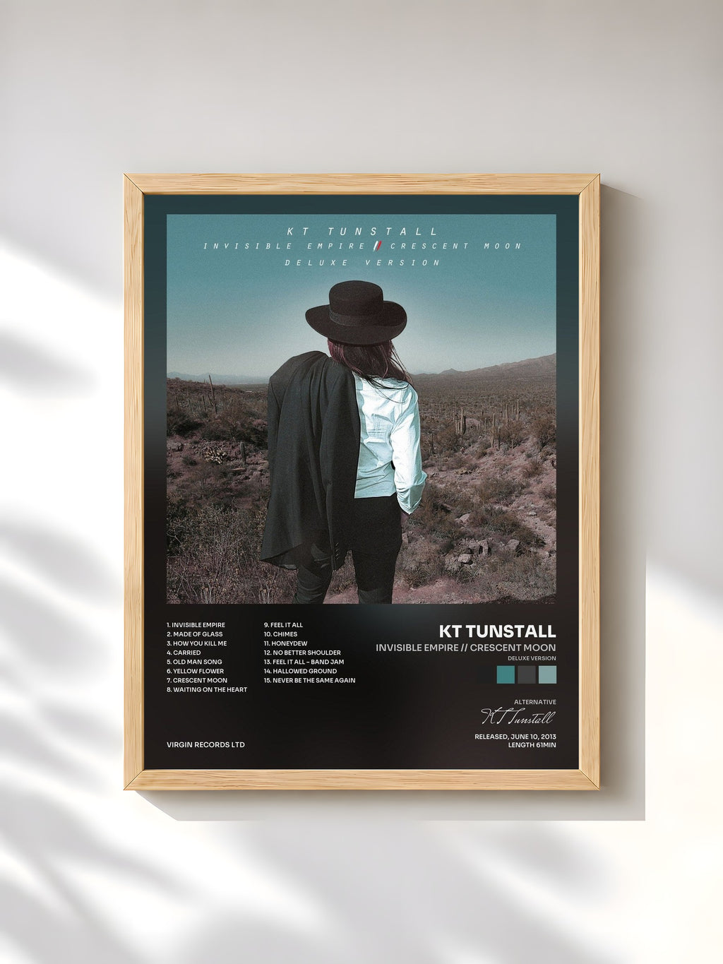 #bois Tableau de l'album Invisible Empire // Crescent Moon (Deluxe Version) de KT Tunstall, cadre en bois brut, imprimé et encadré en France