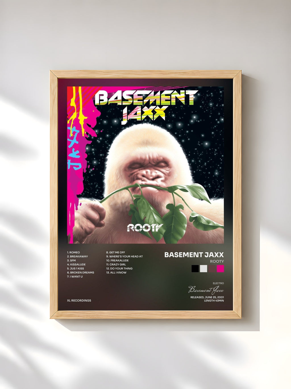 #bois Tableau de l'album Rooty de Basement Jaxx, cadre en bois brut, imprimé et encadré en France