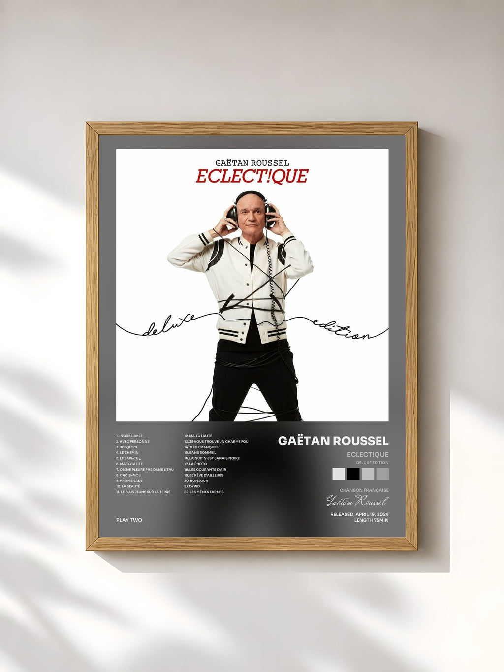 #bois Tableau de l'album Eclect!que (Deluxe Edition) de Gaëtan Roussel, cadre en bois brut, imprimé et encadré en France