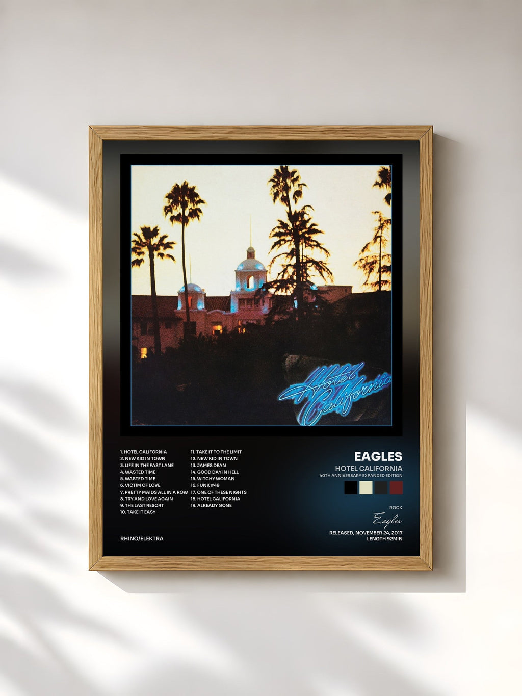 #bois Tableau de l'album Hotel California (40th Anniversary Expanded Edition) de Eagles, cadre en bois brut, imprimé et encadré en France