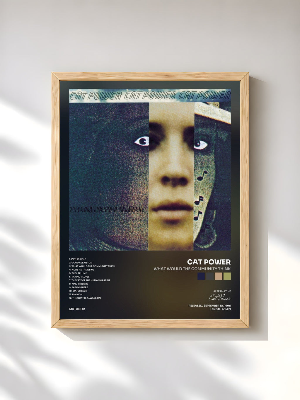 #bois Tableau de l'album What Would the Community Think de Cat Power, cadre en bois brut, imprimé et encadré en France