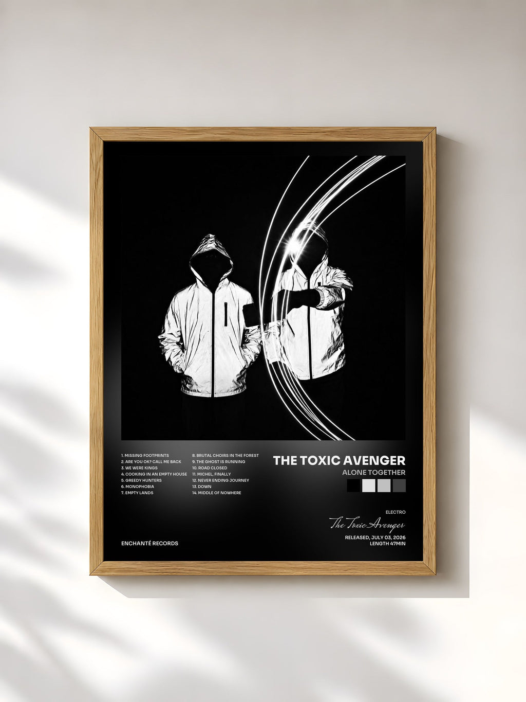 #bois Tableau de l'album Alone Together de The Toxic Avenger, cadre en bois brut, imprimé et encadré en France