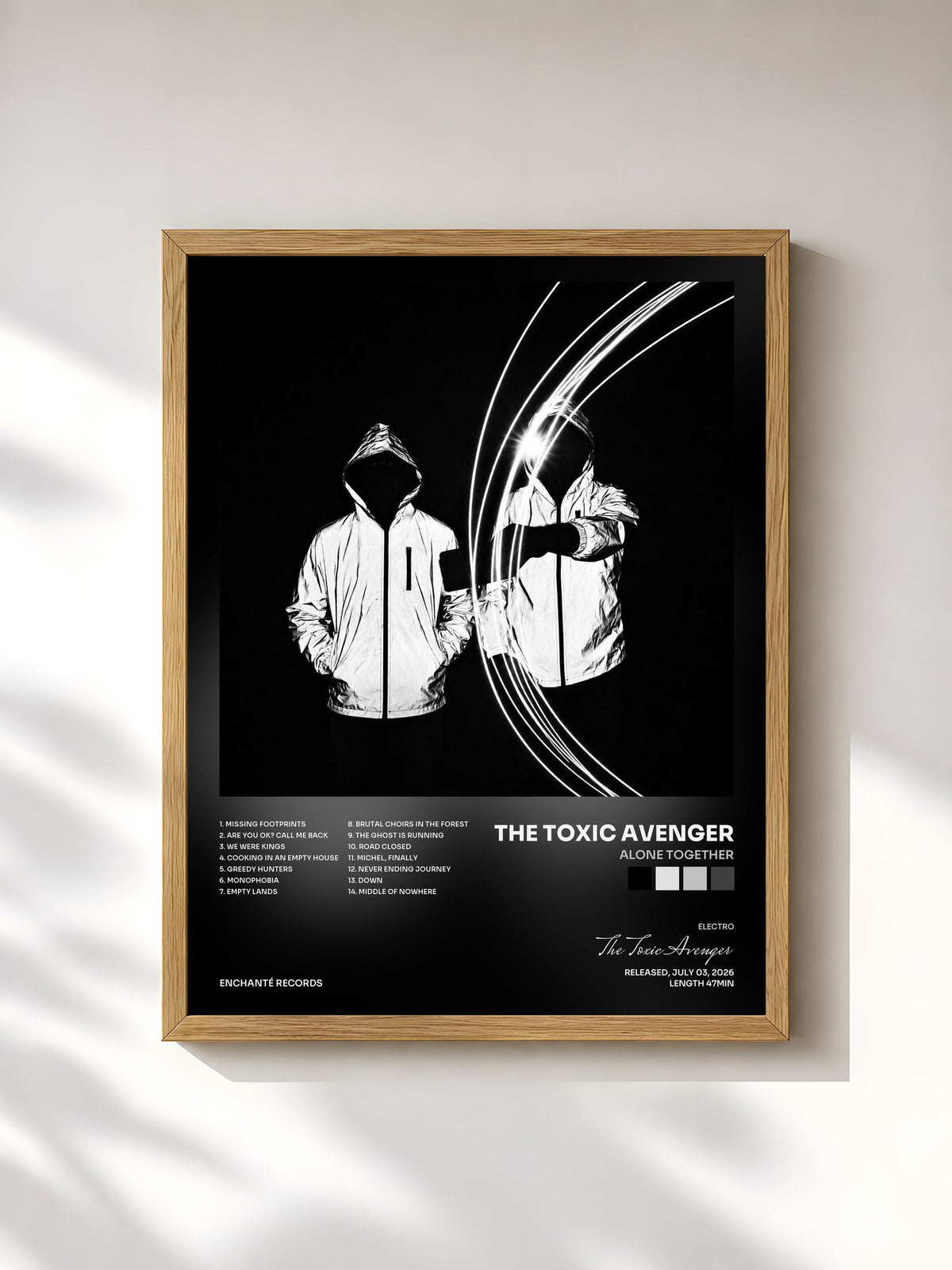#bois Tableau de l'album Alone Together de The Toxic Avenger, cadre en bois brut, imprimé et encadré en France