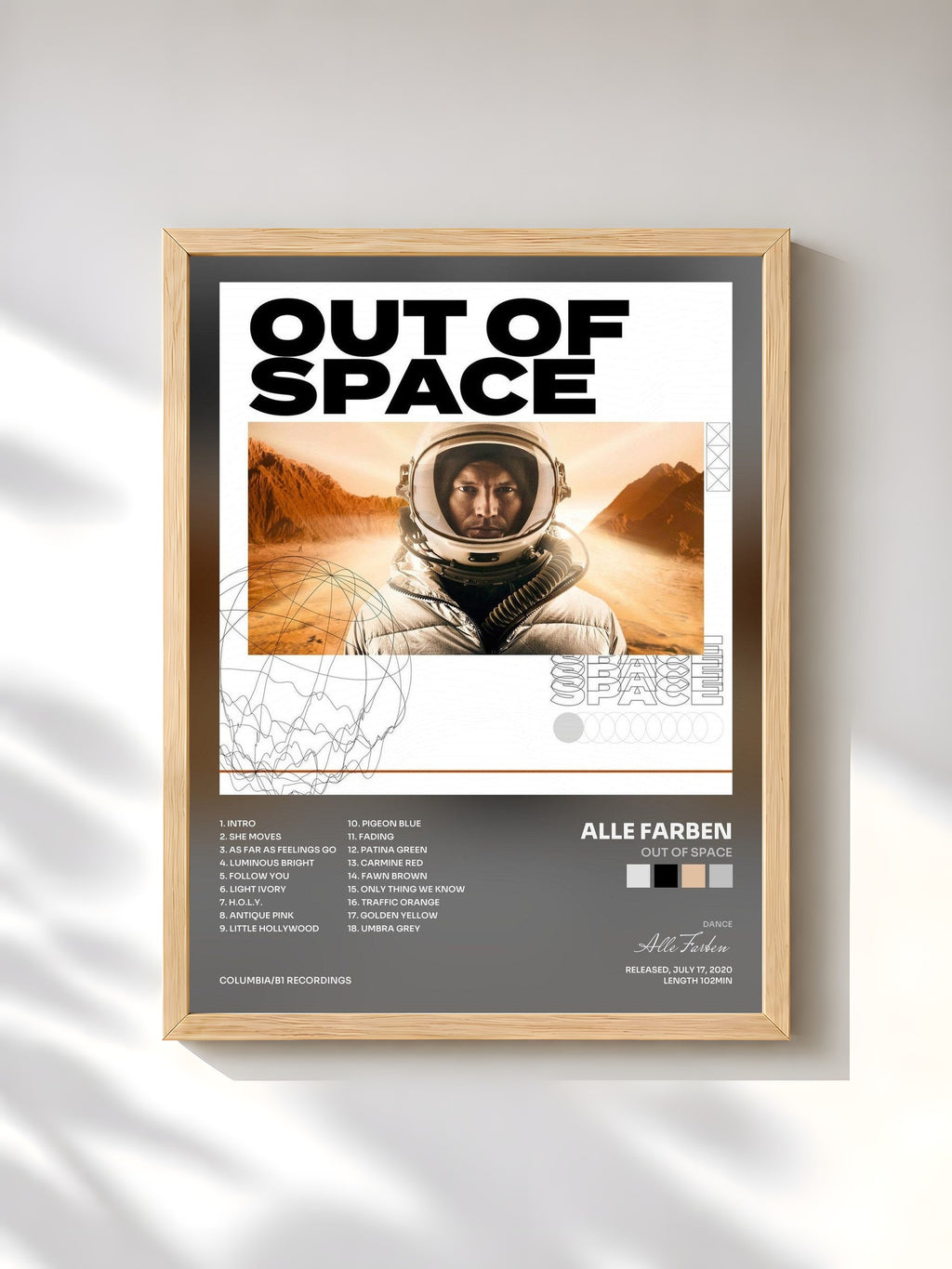 #bois Tableau de l'album Out Of Space de Alle Farben, cadre en bois brut, imprimé et encadré en France