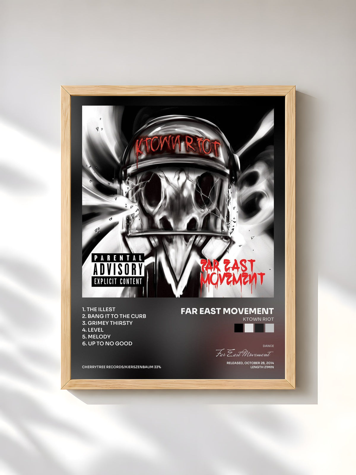 #bois Tableau de l'album KTown Riot de Far East Movement, cadre en bois brut, imprimé et encadré en France