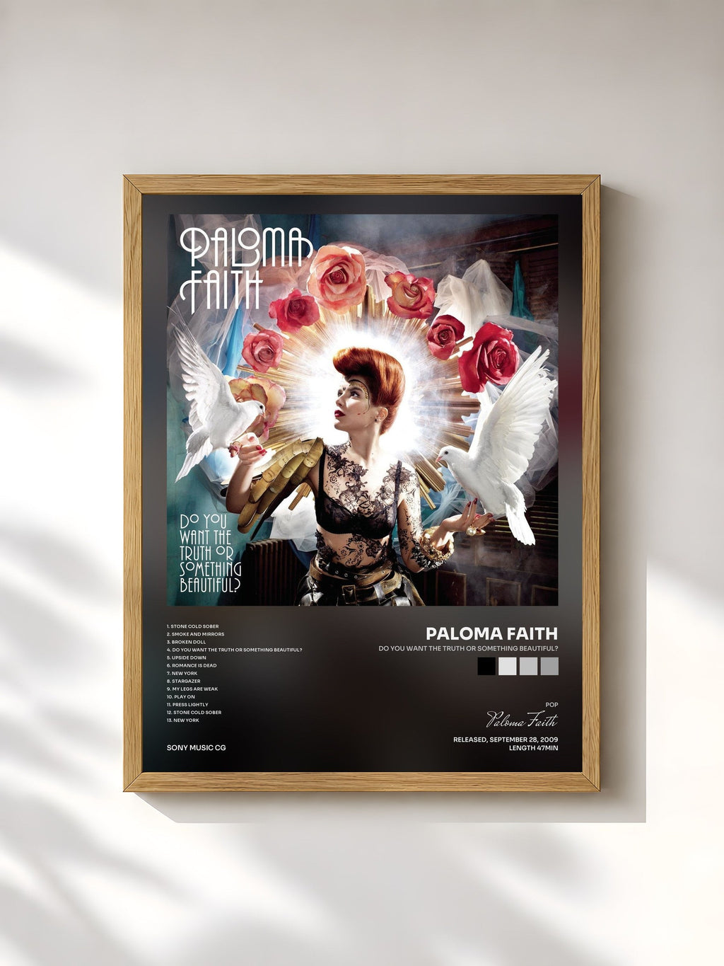 #bois Tableau de l'album Do You Want the Truth or Something Beautiful? de Paloma Faith, cadre en bois brut, imprimé et encadré en France