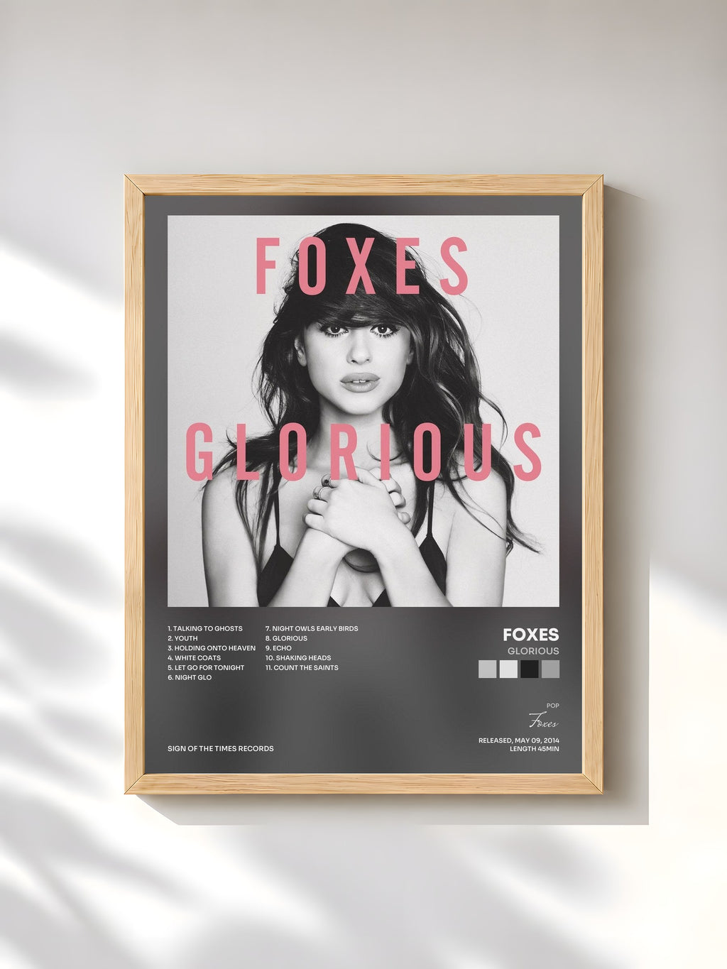 #bois Tableau de l'album Glorious de Foxes, cadre en bois brut, imprimé et encadré en France
