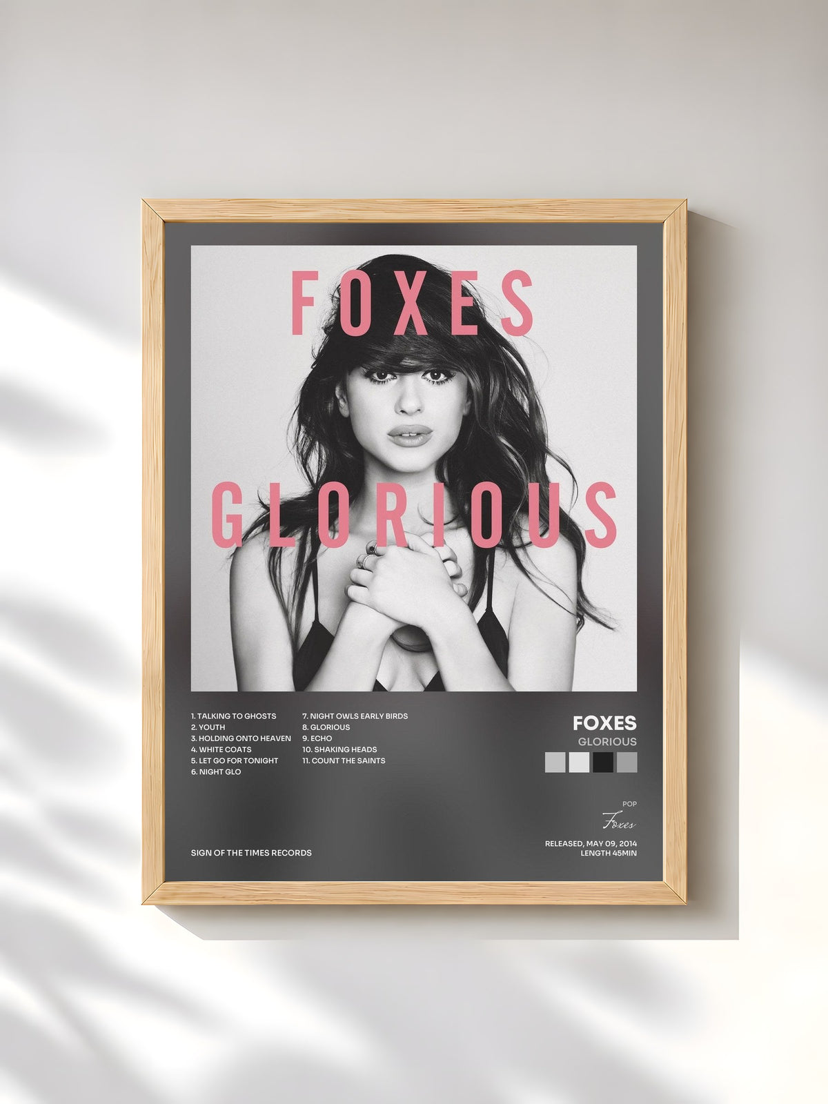 #bois Tableau de l'album Glorious de Foxes, cadre en bois brut, imprimé et encadré en France