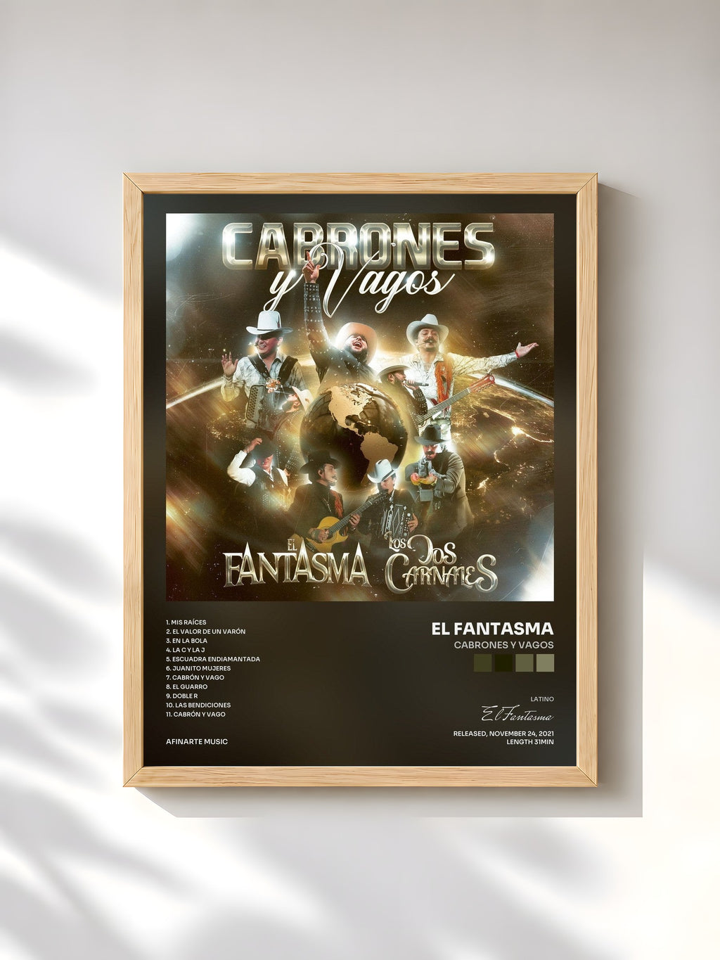 #bois Tableau de l'album Cabrones y Vagos de El Fantasma, cadre en bois brut, imprimé et encadré en France