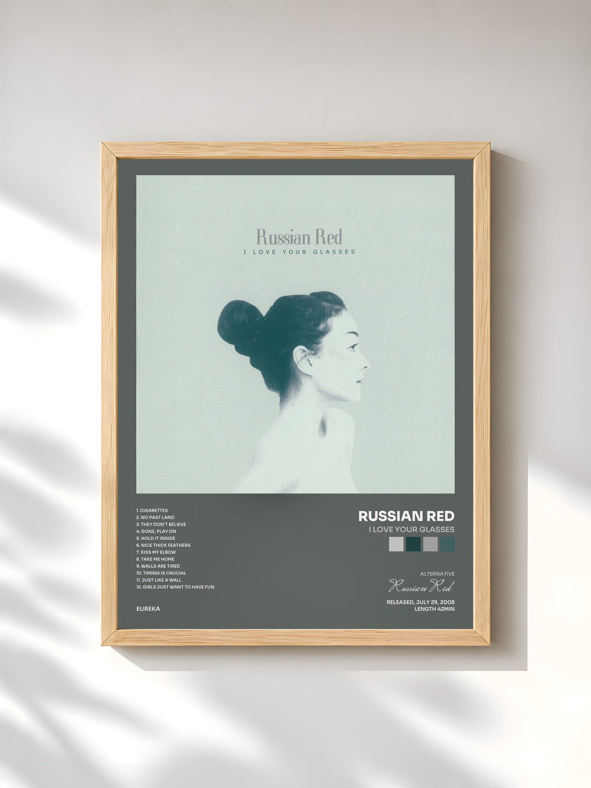 #bois Tableau de l'album I Love Your Glasses de Russian Red, cadre en bois brut, imprimé et encadré en France