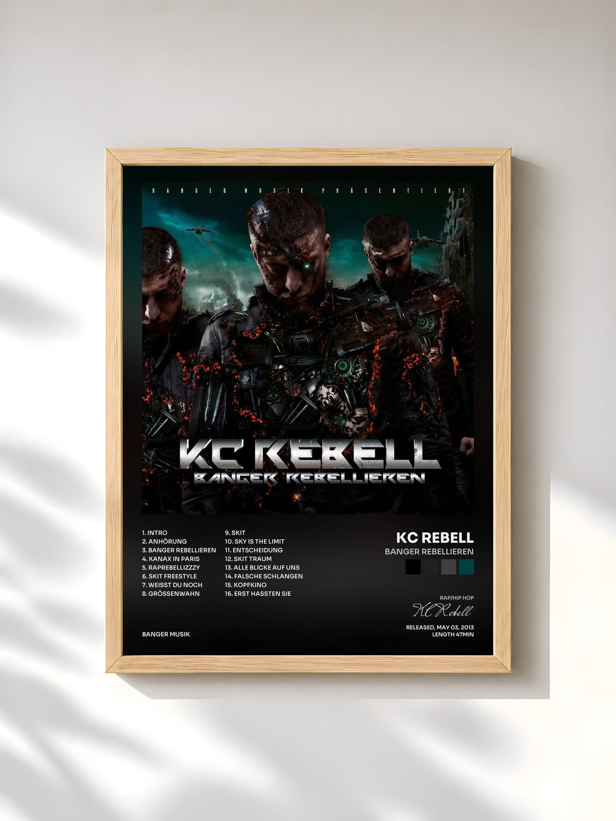 #bois Tableau de l'album Banger rebellieren de KC Rebell, cadre en bois brut, imprimé et encadré en France