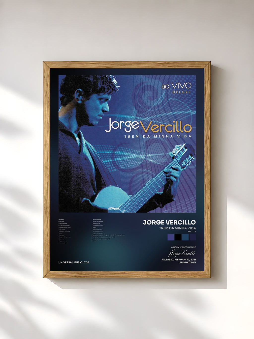 #bois Tableau de l'album Trem Da Minha Vida (Deluxe) de Jorge Vercillo, cadre en bois brut, imprimé et encadré en France