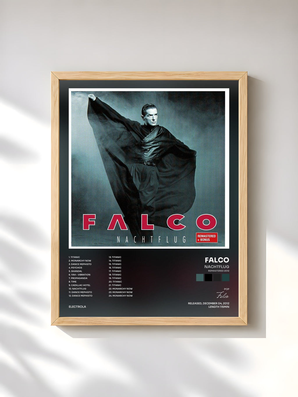 #bois Tableau de l'album Nachtflug (Remastered 2012) de Falco, cadre en bois brut, imprimé et encadré en France