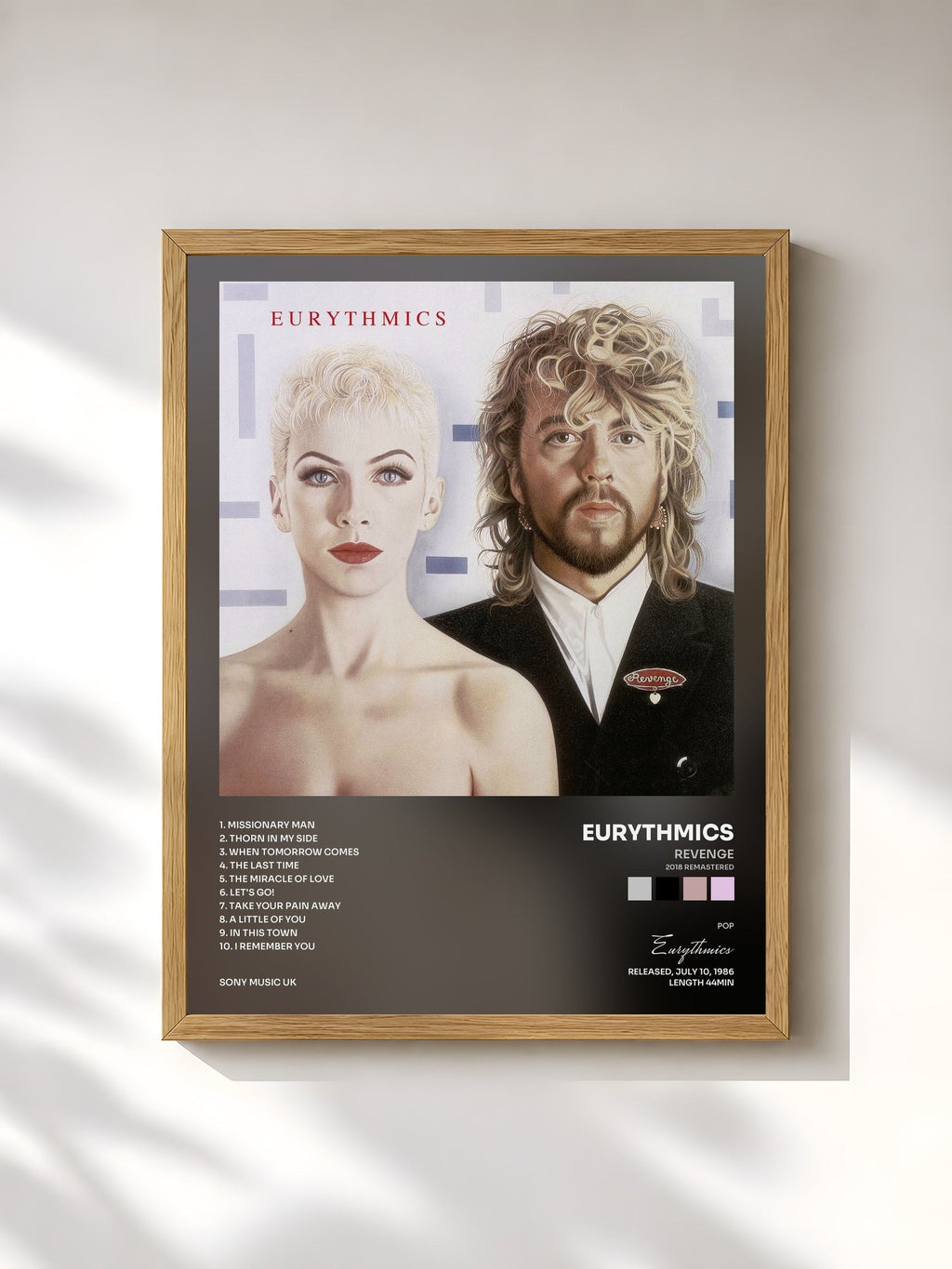 #bois Tableau de l'album Revenge (2018 Remastered) de Eurythmics, cadre en bois brut, imprimé et encadré en France