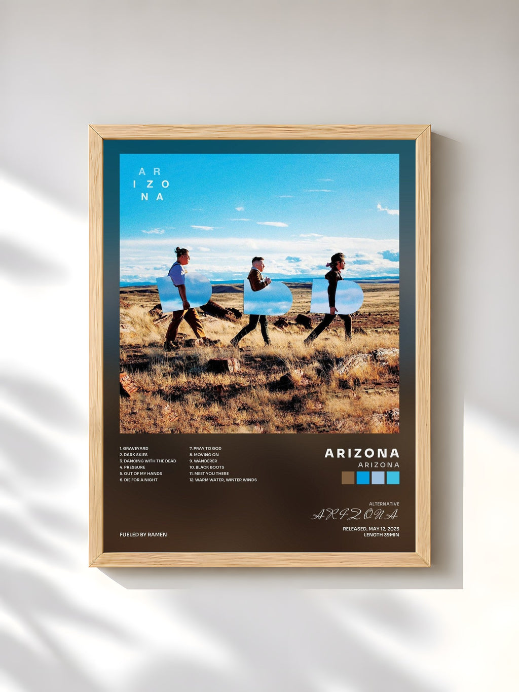 #bois Tableau de l'album A R I Z O N A de A R I Z O N A, cadre en bois brut, imprimé et encadré en France