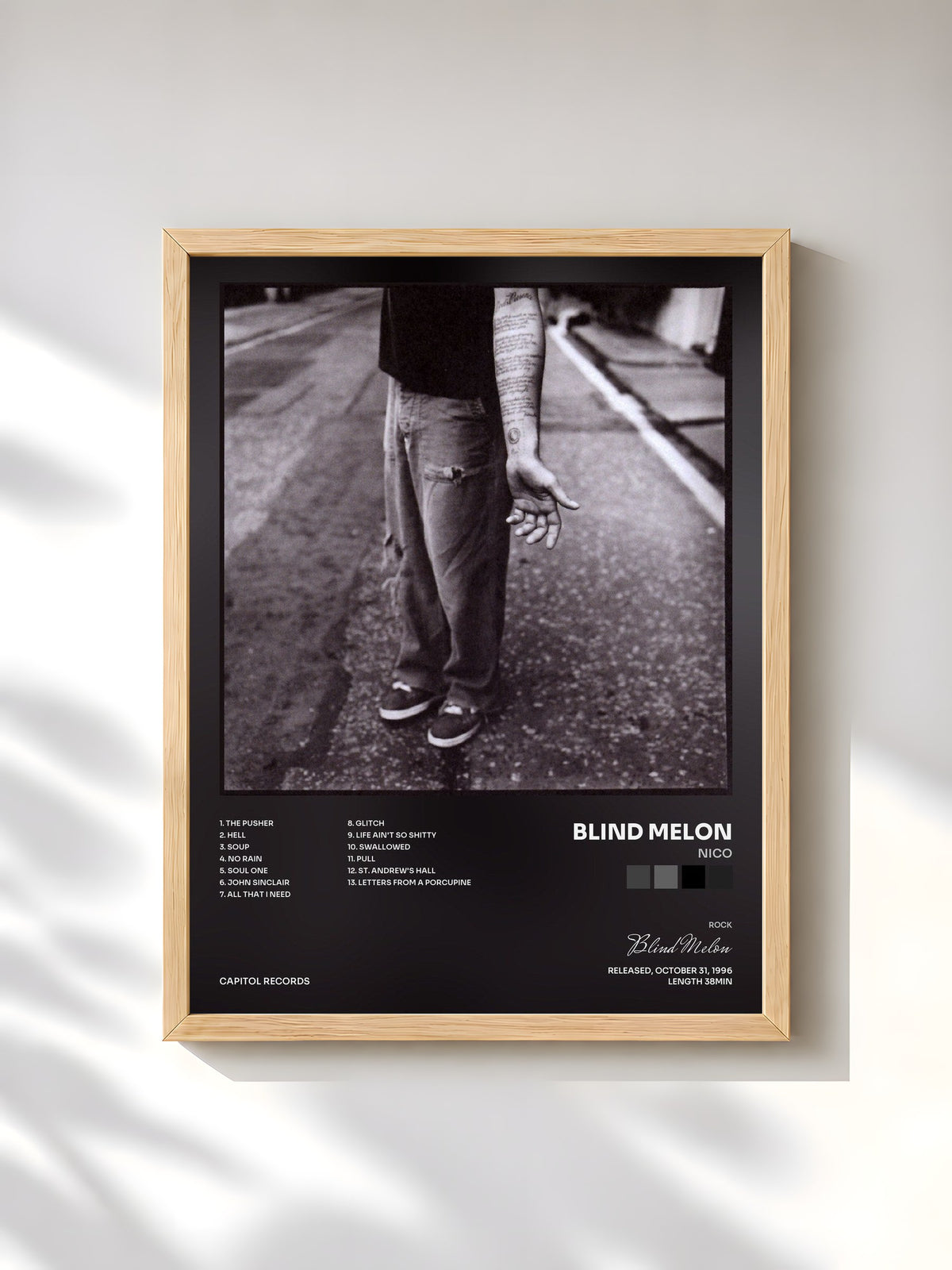 #bois Tableau de l'album Nico de Blind Melon, cadre en bois brut, imprimé et encadré en France