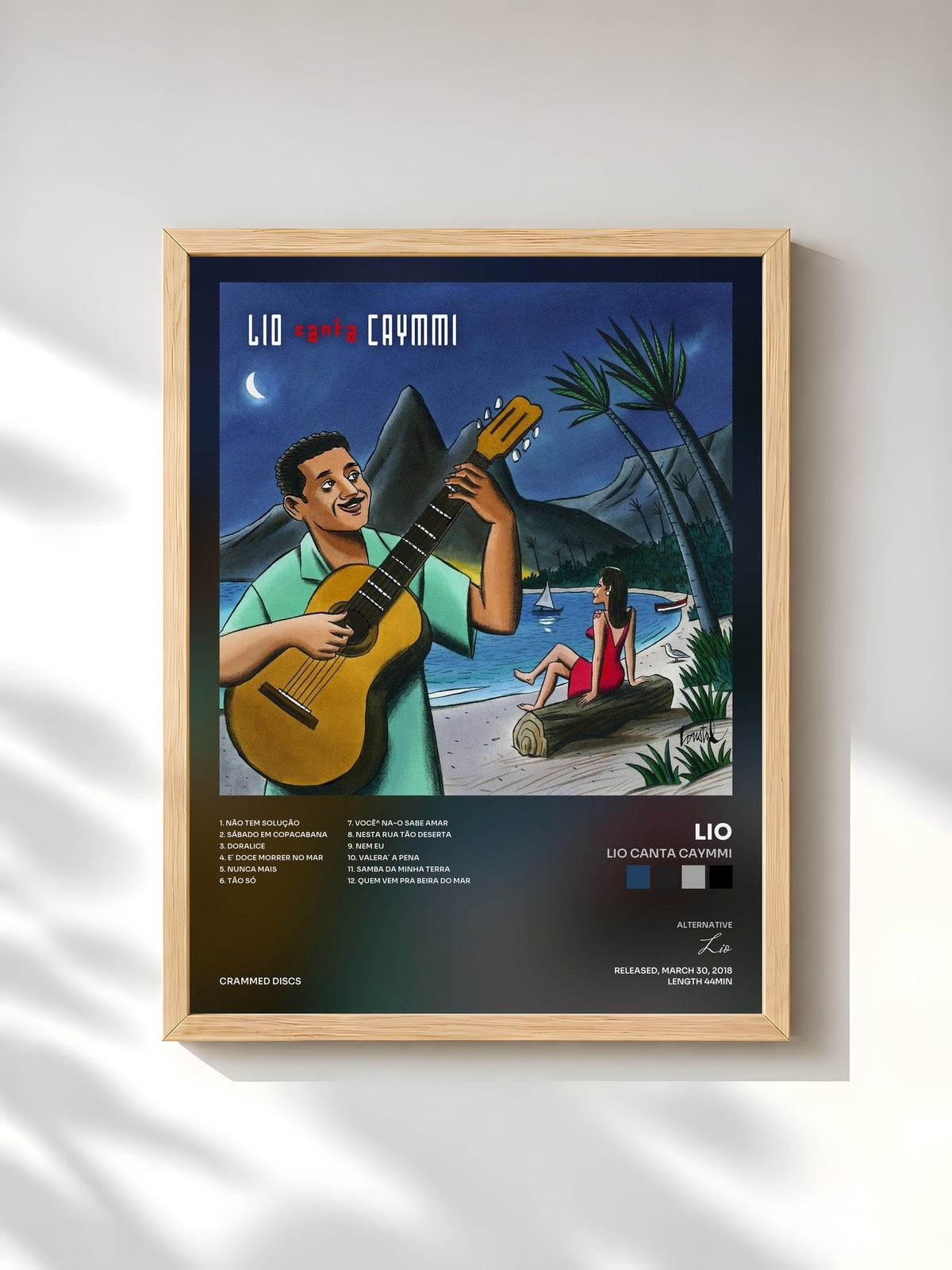 #bois Tableau de l'album Lio Canta Caymmi de Lio, cadre en bois brut, imprimé et encadré en France