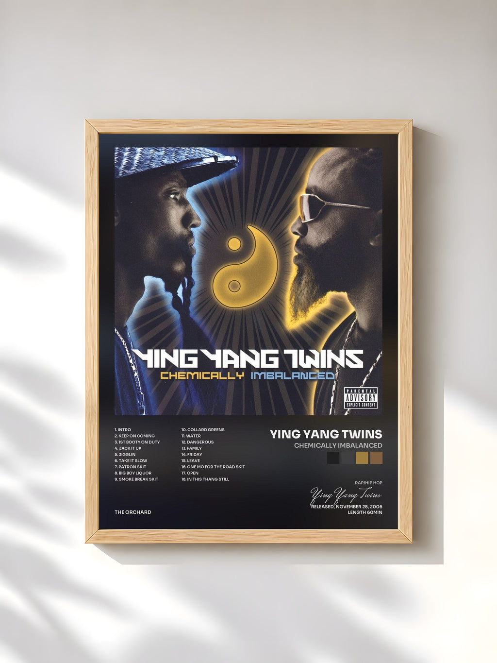 #bois Tableau de l'album Chemically Imbalanced de Ying Yang Twins, cadre en bois brut, imprimé et encadré en France