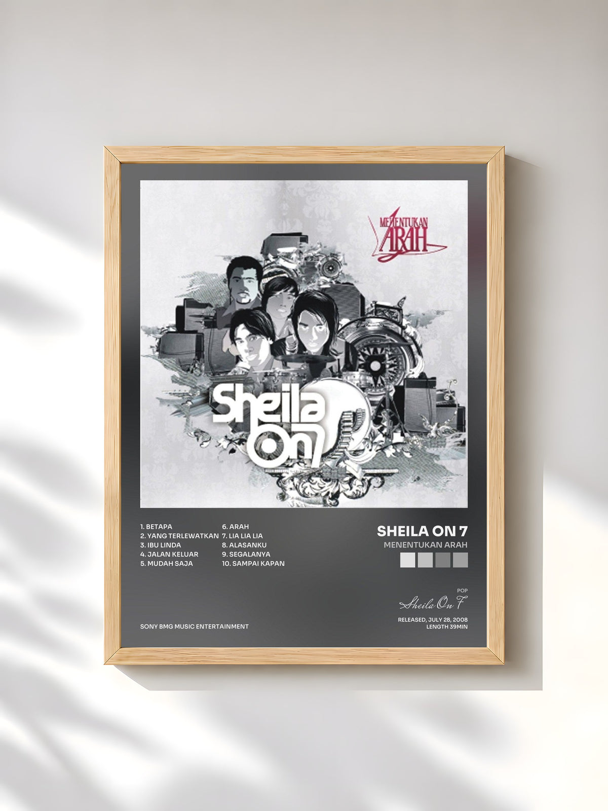#bois Tableau de l'album Menentukan Arah de Sheila On 7, cadre en bois brut, imprimé et encadré en France