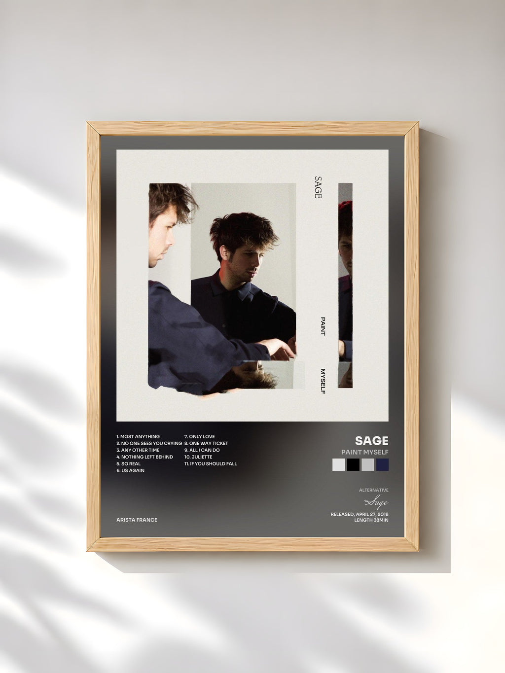 #bois Tableau de l'album Paint Myself de Sage, cadre en bois brut, imprimé et encadré en France