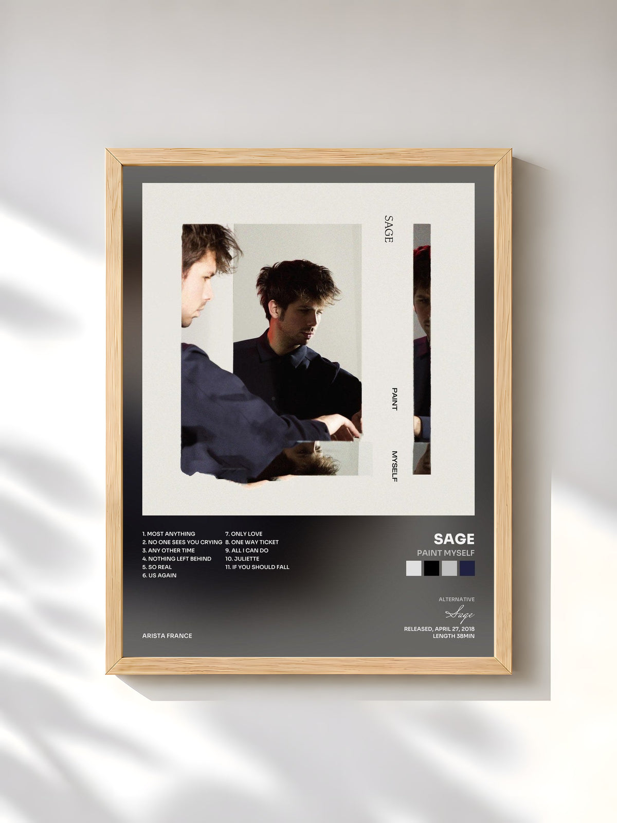 #bois Tableau de l'album Paint Myself de Sage, cadre en bois brut, imprimé et encadré en France