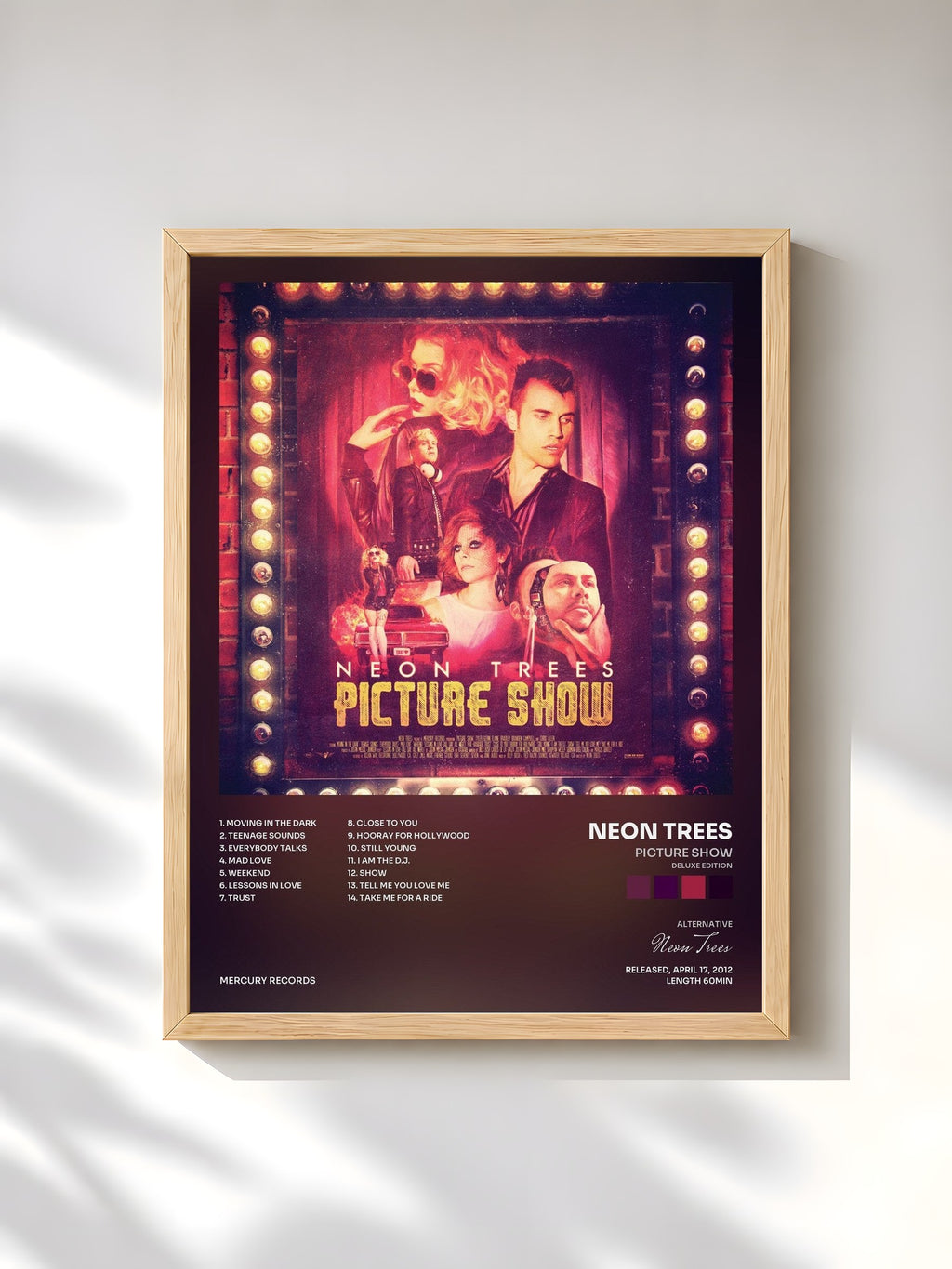 #bois Tableau de l'album Picture Show (Deluxe Edition) de Neon Trees, cadre en bois brut, imprimé et encadré en France