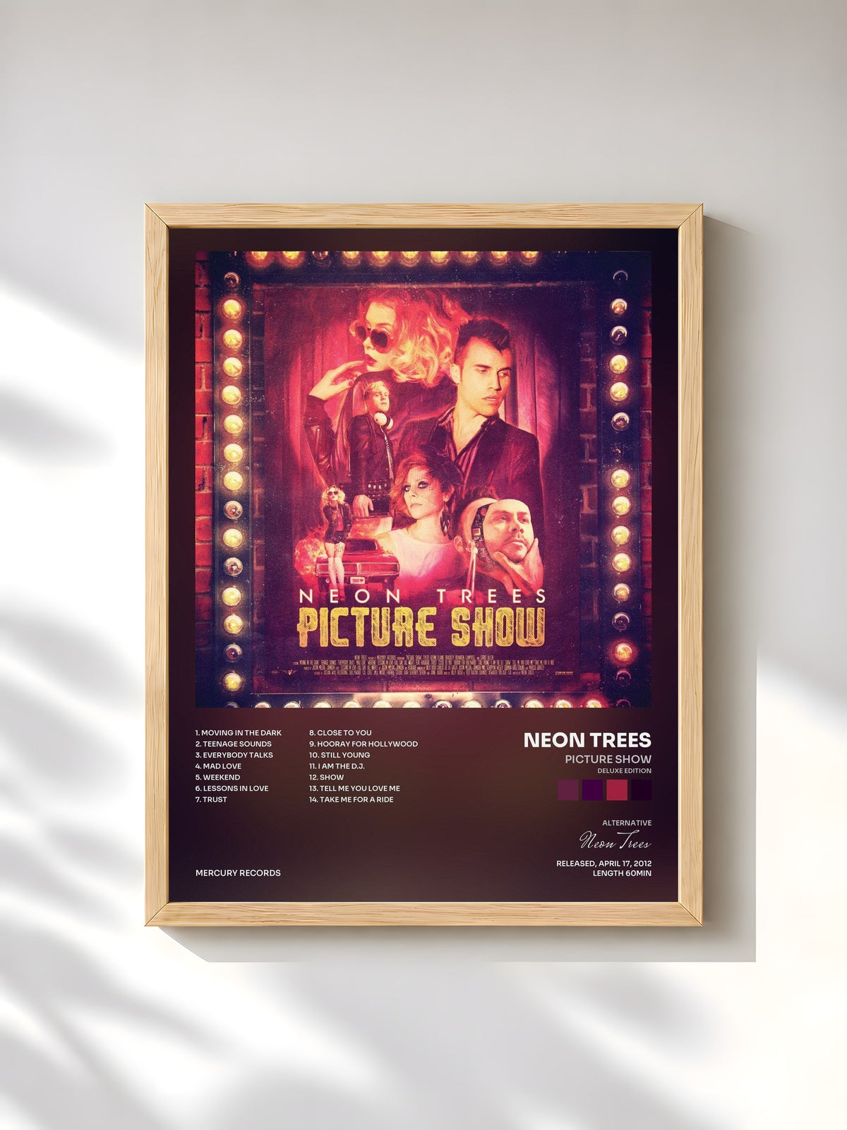 #bois Tableau de l'album Picture Show (Deluxe Edition) de Neon Trees, cadre en bois brut, imprimé et encadré en France