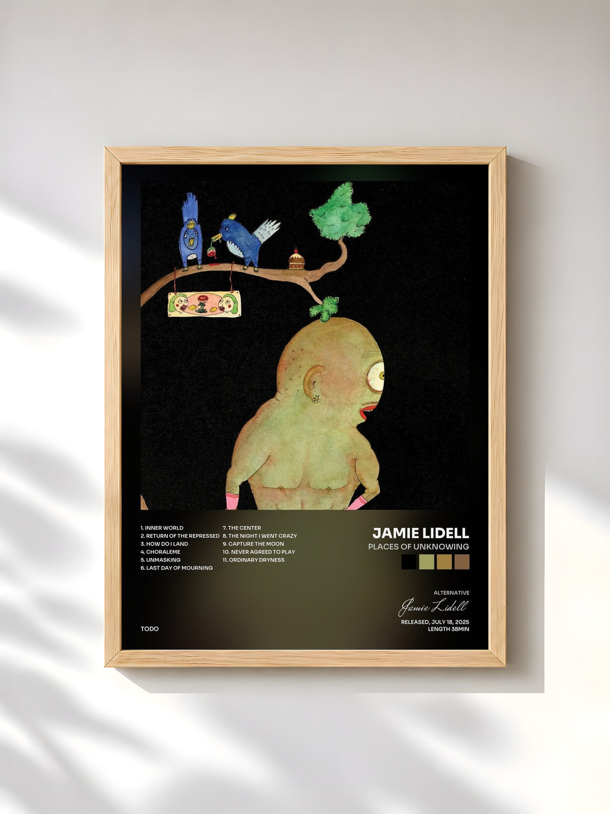 #bois Tableau de l'album Places of Unknowing de Jamie Lidell, cadre en bois brut, imprimé et encadré en France