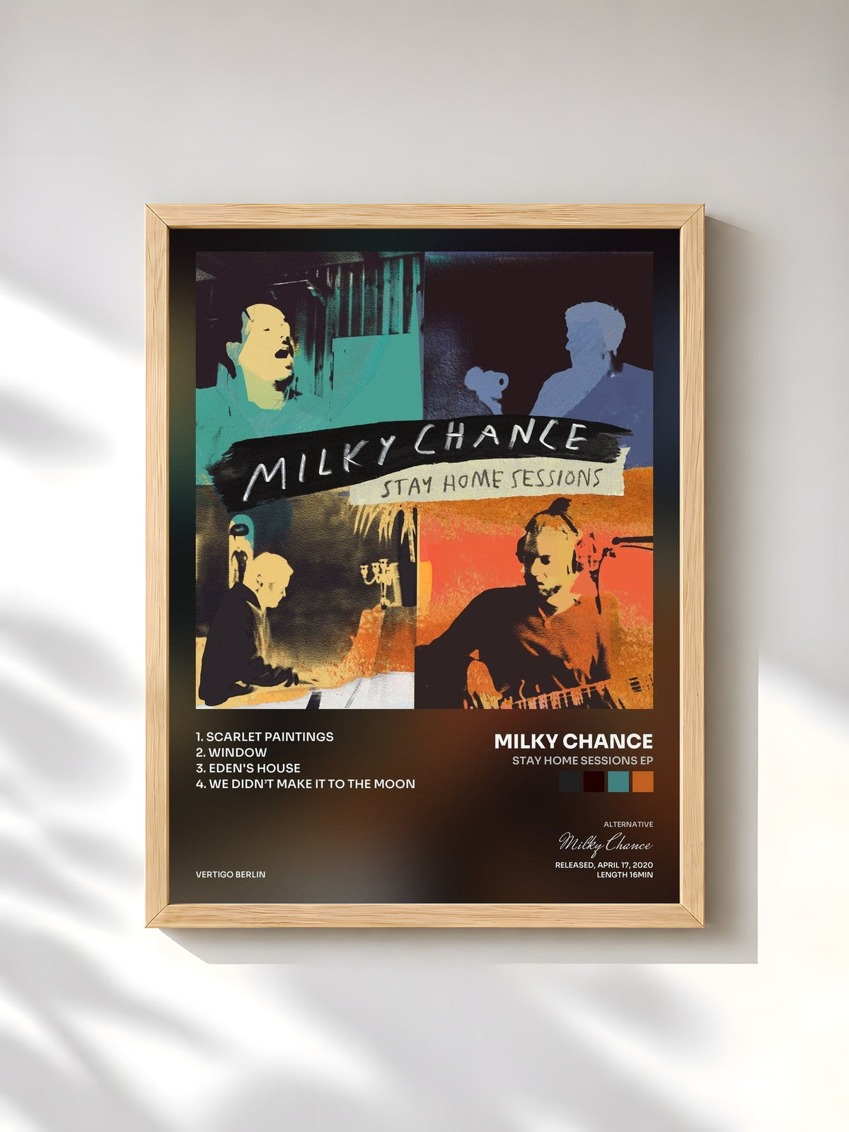 #bois Tableau de l'album Stay Home Sessions EP de Milky Chance, cadre en bois brut, imprimé et encadré en France