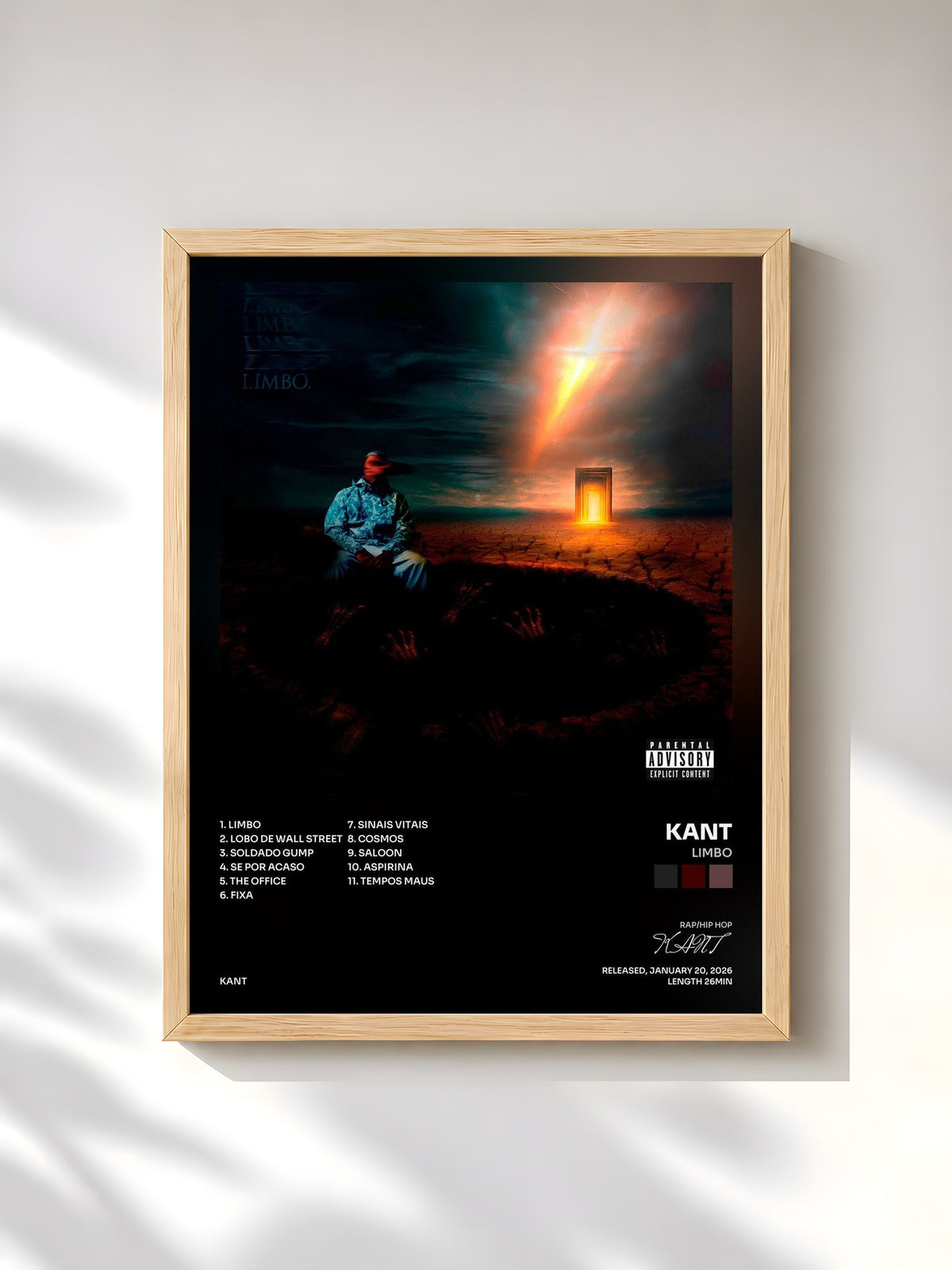 #bois Tableau de l'album Limbo de KANT, cadre en bois brut, imprimé et encadré en France