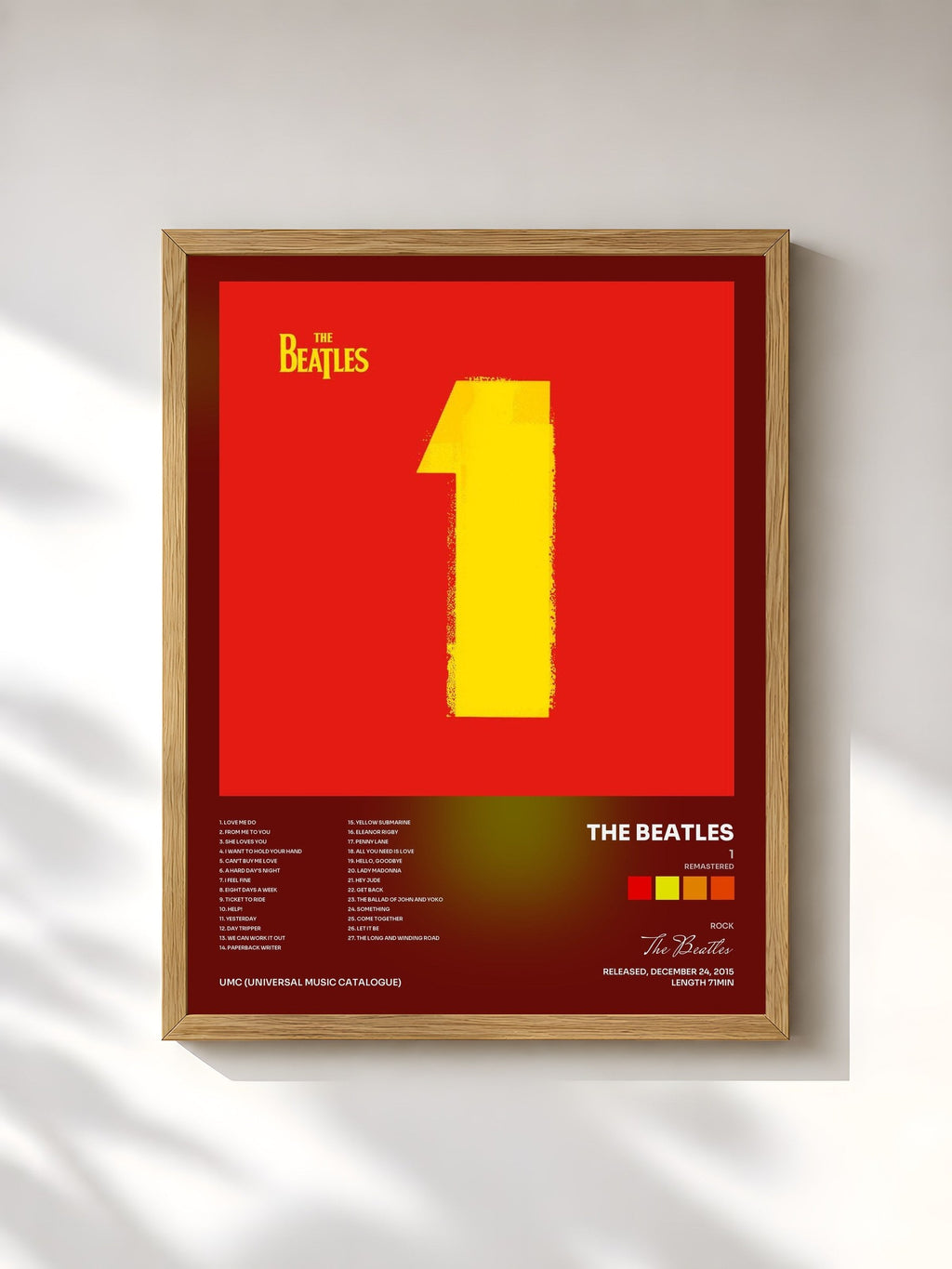 #bois Tableau de l'album 1 (Remastered) de The Beatles, cadre en bois brut, imprimé et encadré en France