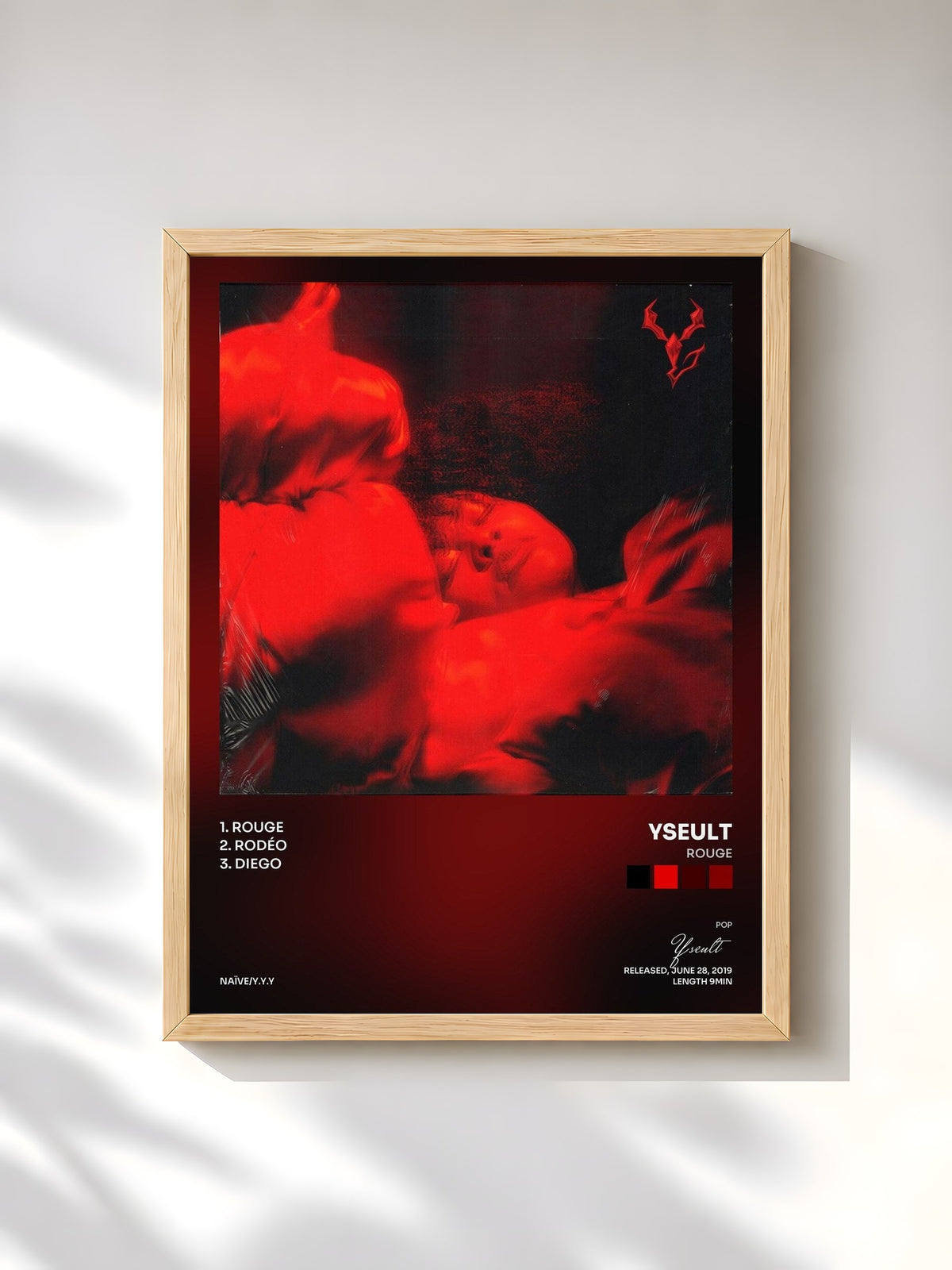 #bois Tableau de l'album Rouge de Yseult, cadre en bois brut, imprimé et encadré en France