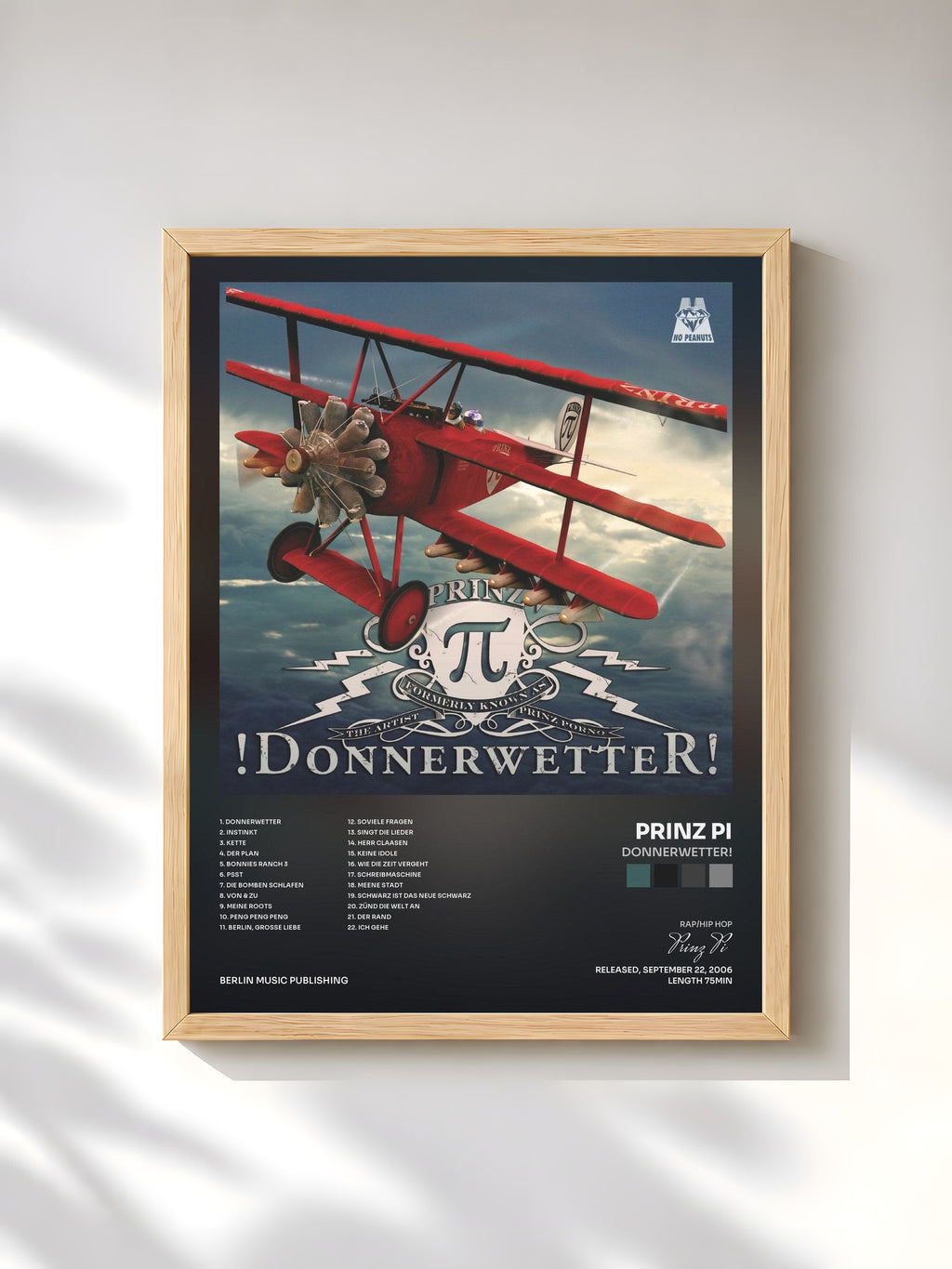 #bois Tableau de l'album Donnerwetter! de Prinz Pi, cadre en bois brut, imprimé et encadré en France