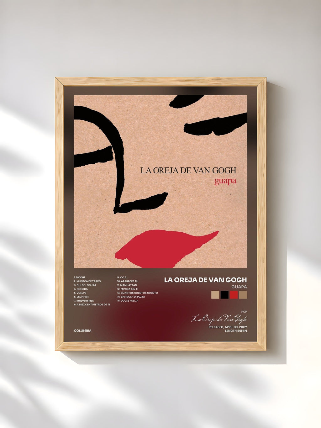 #bois Tableau de l'album Guapa de La Oreja de Van Gogh, cadre en bois brut, imprimé et encadré en France