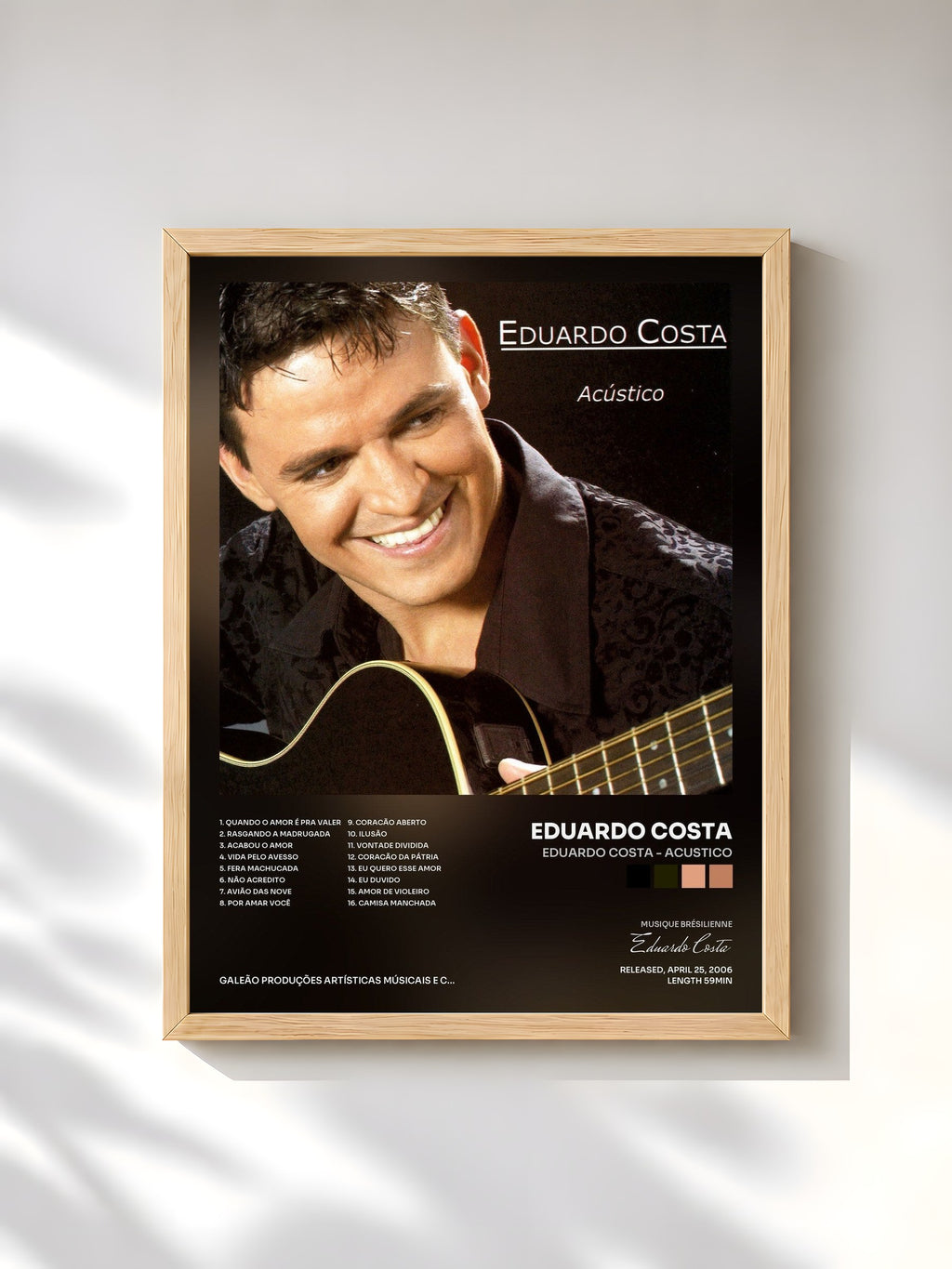 #bois Tableau de l'album Eduardo Costa - Acustico de Eduardo Costa, cadre en bois brut, imprimé et encadré en France