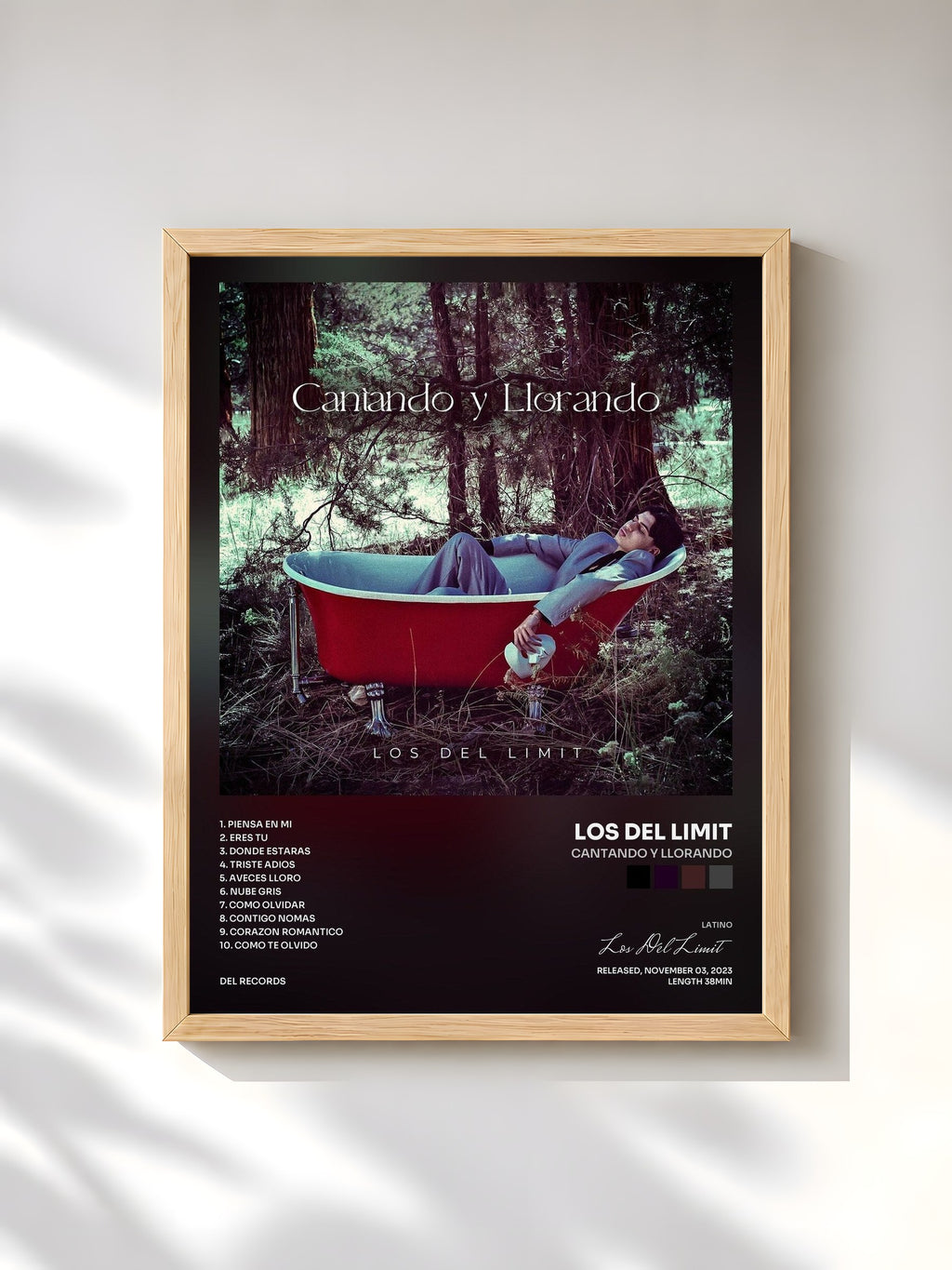#bois Tableau de l'album Cantando y Llorando de Los Del Limit, cadre en bois brut, imprimé et encadré en France