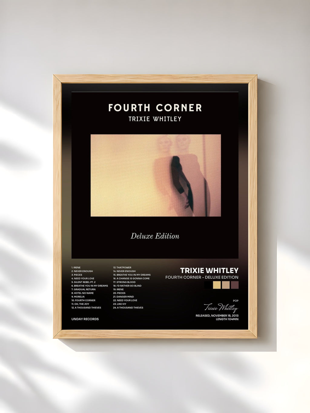 #bois Tableau de l'album Fourth Corner - Deluxe Edition de Trixie Whitley, cadre en bois brut, imprimé et encadré en France