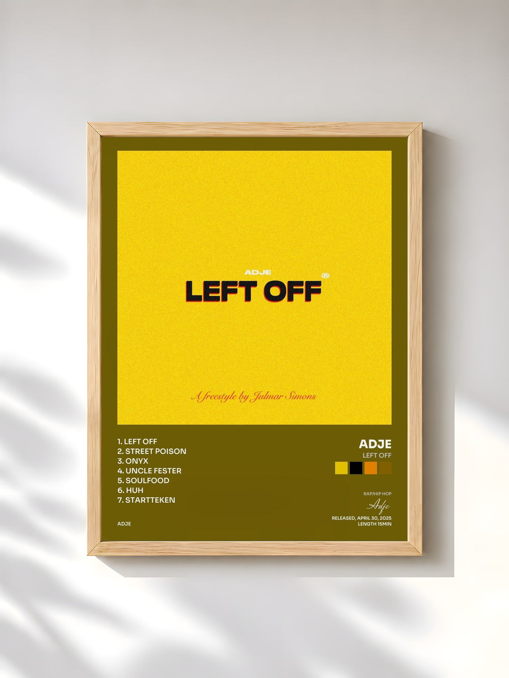 #bois Tableau de l'album left off de Adje, cadre en bois brut, imprimé et encadré en France