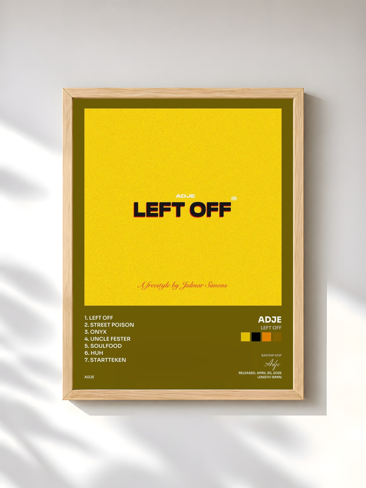 #bois Tableau de l'album left off de Adje, cadre en bois brut, imprimé et encadré en France