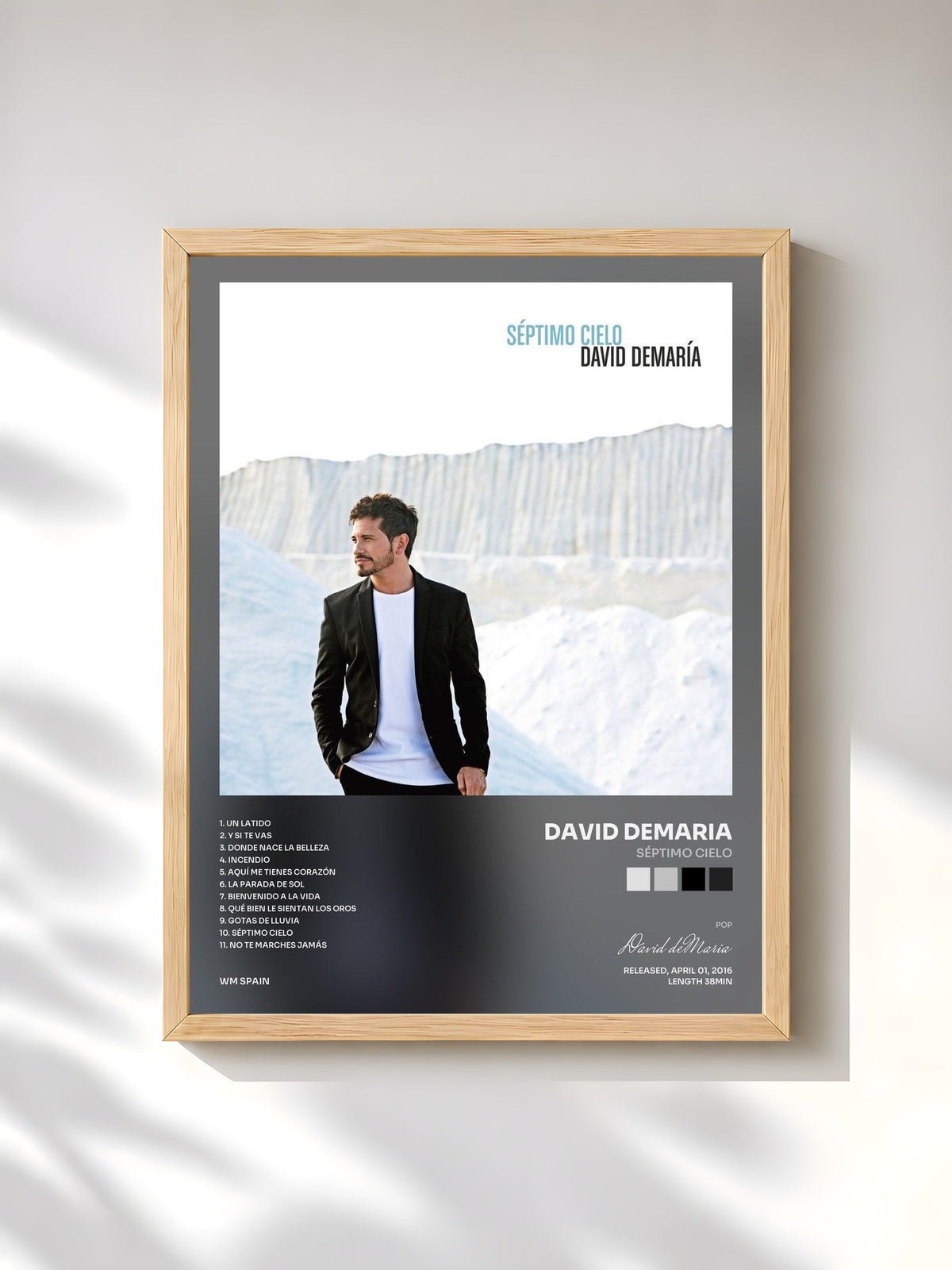 #bois Tableau de l'album Séptimo cielo de David deMaria, cadre en bois brut, imprimé et encadré en France