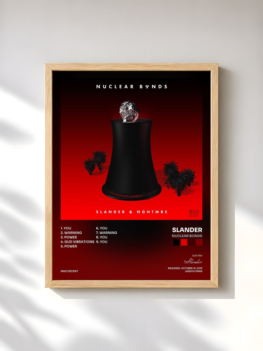 #bois Tableau de l'album Nuclear Bonds de Slander, cadre en bois brut, imprimé et encadré en France