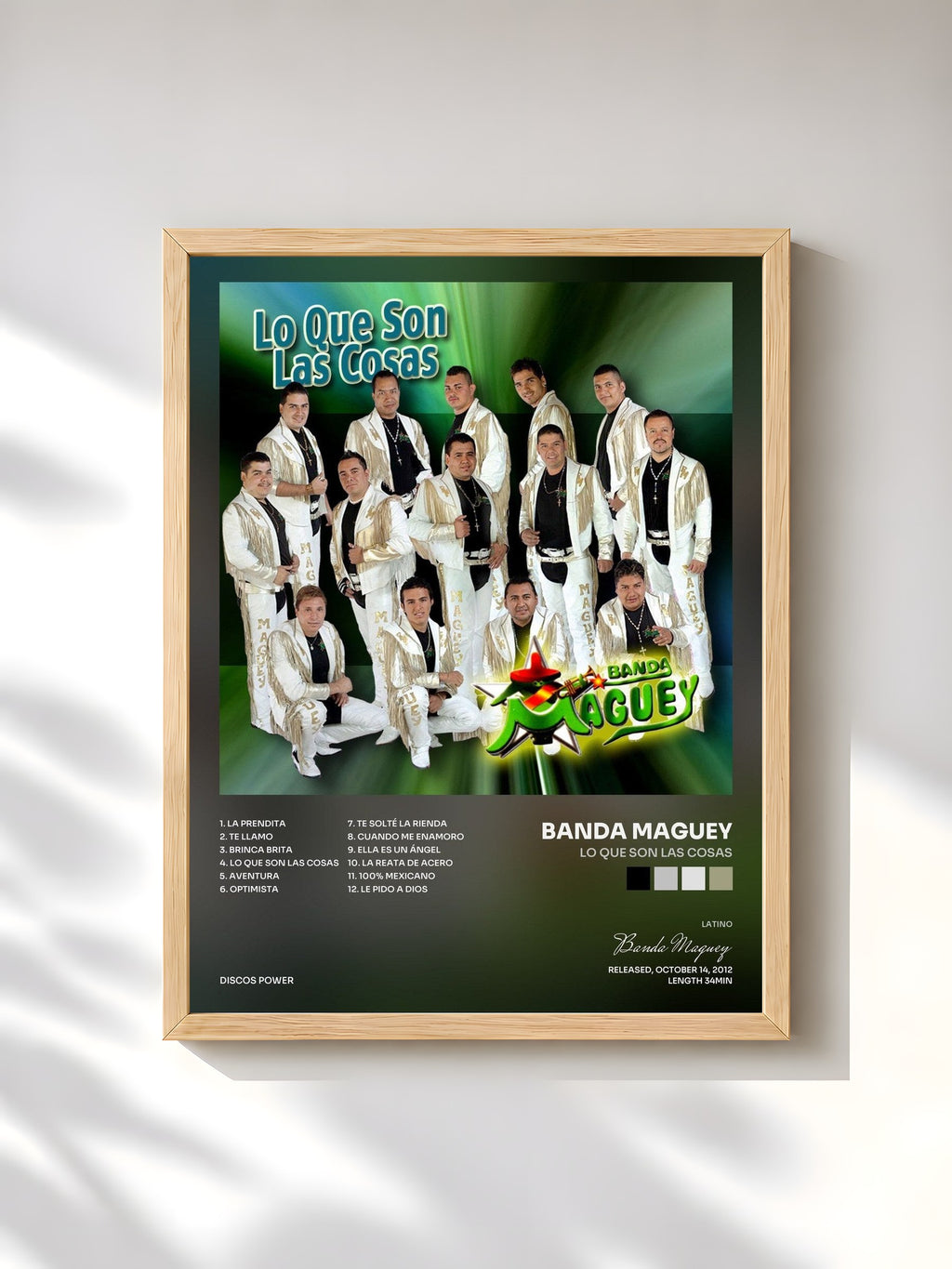 #bois Tableau de l'album Lo Que Son las Cosas de Banda Maguey, cadre en bois brut, imprimé et encadré en France